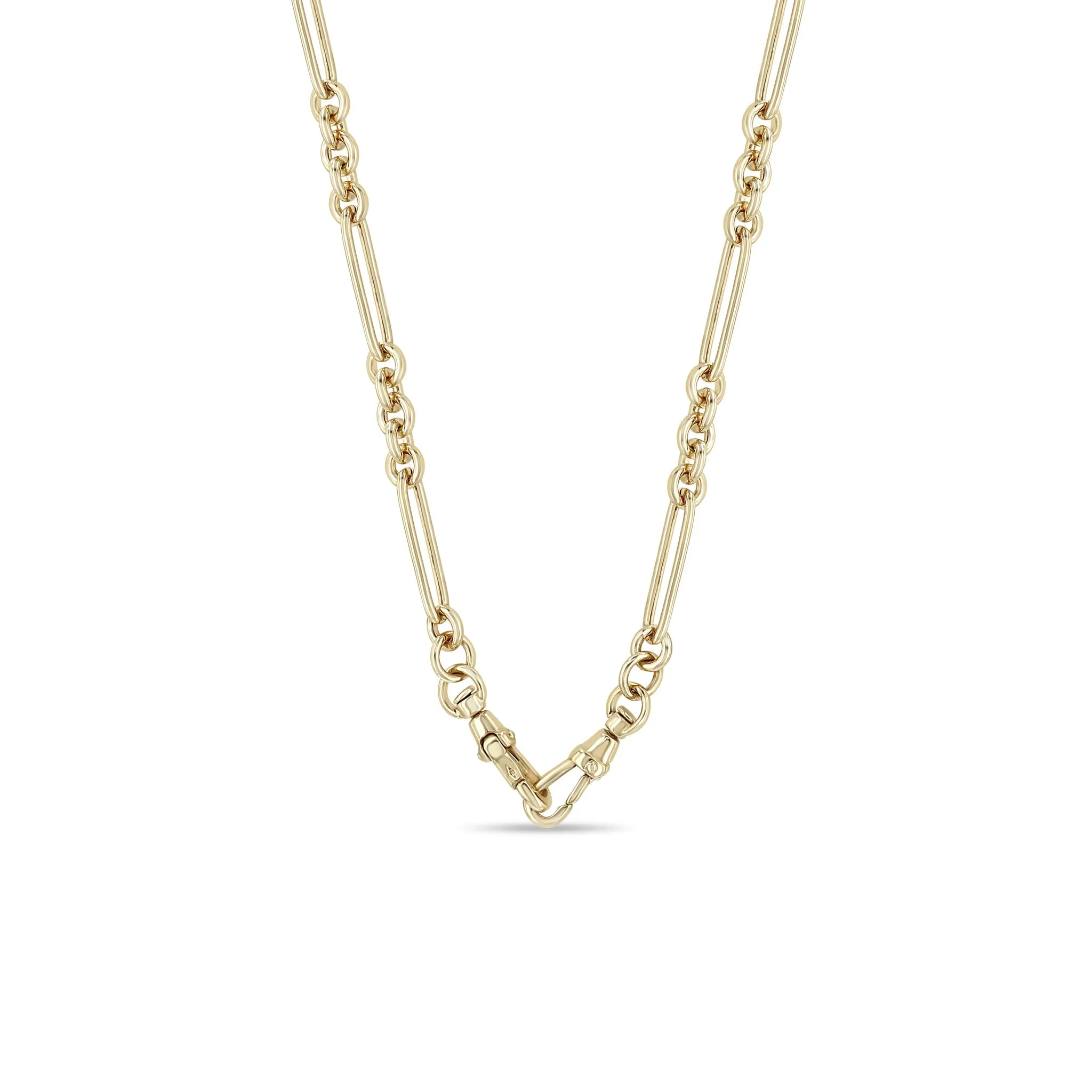14k Gold Large Mixed Paperclip & Link Chain Necklace with two Fobs sold by Zoe Chicco product image thumbnail 2