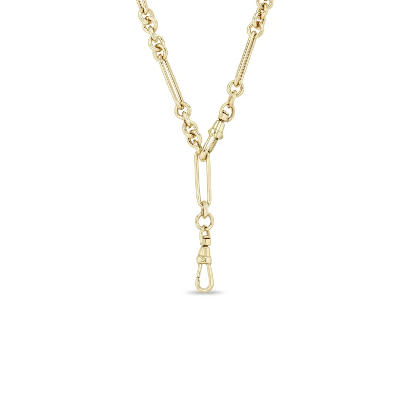 14k Gold Large Mixed Paperclip & Link Chain Necklace with two Fobs sold by Zoe Chicco