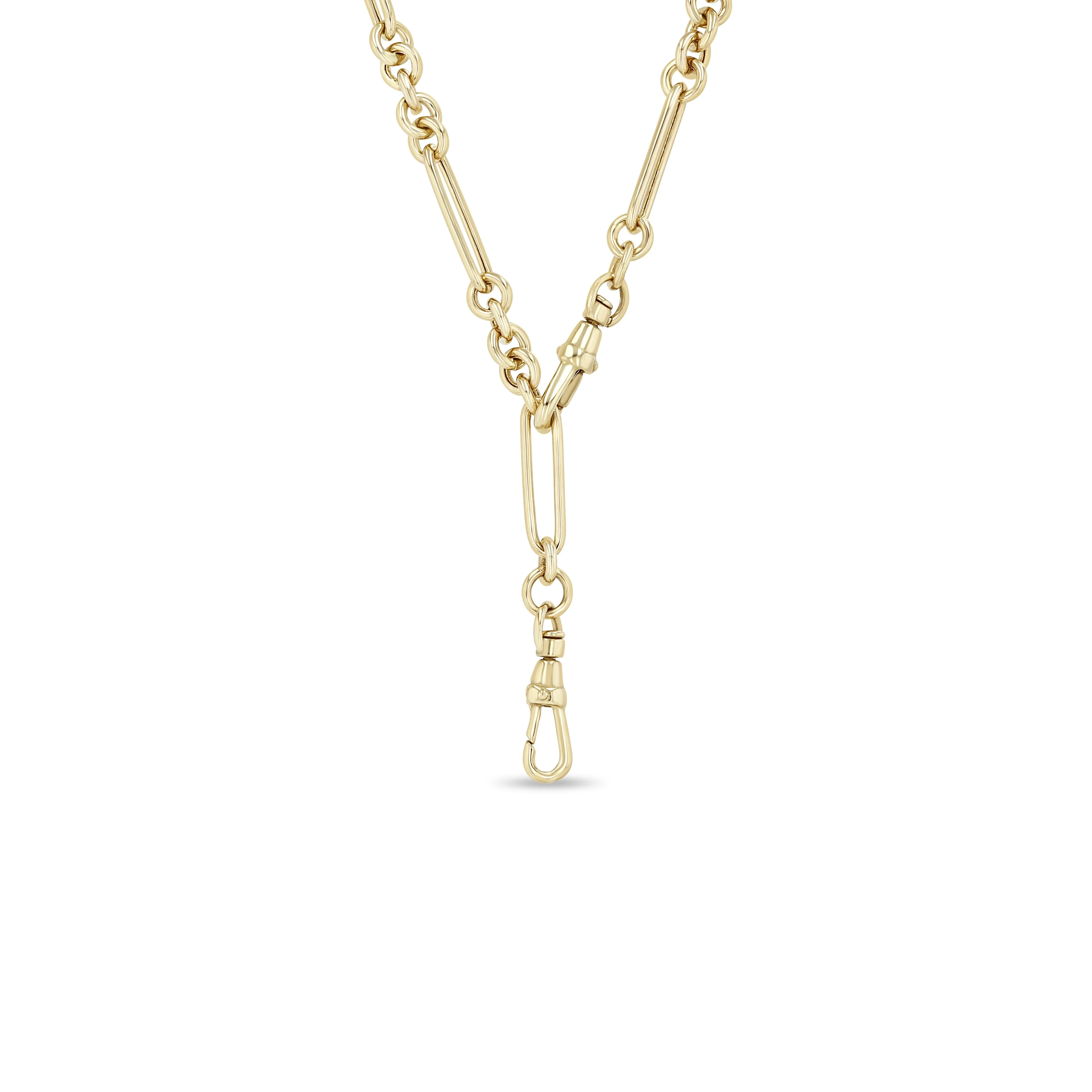 14k Gold Large Mixed Paperclip & Link Chain Necklace with two Fobs sold by Zoe Chicco