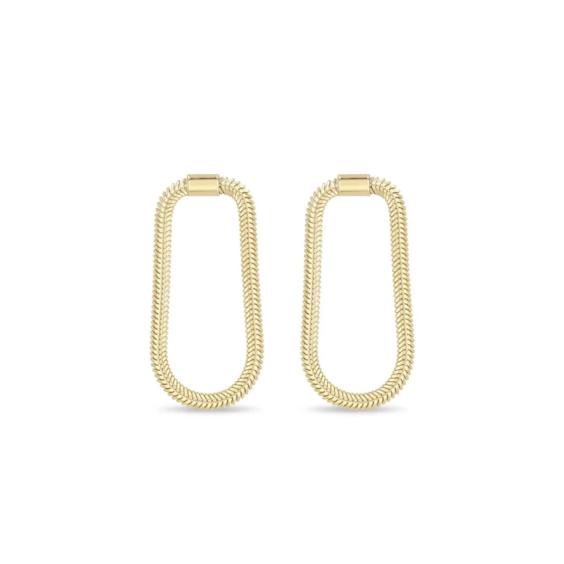 14k Gold Small Oval Snake Chain Hoop Earrings made by Zoe Chicco