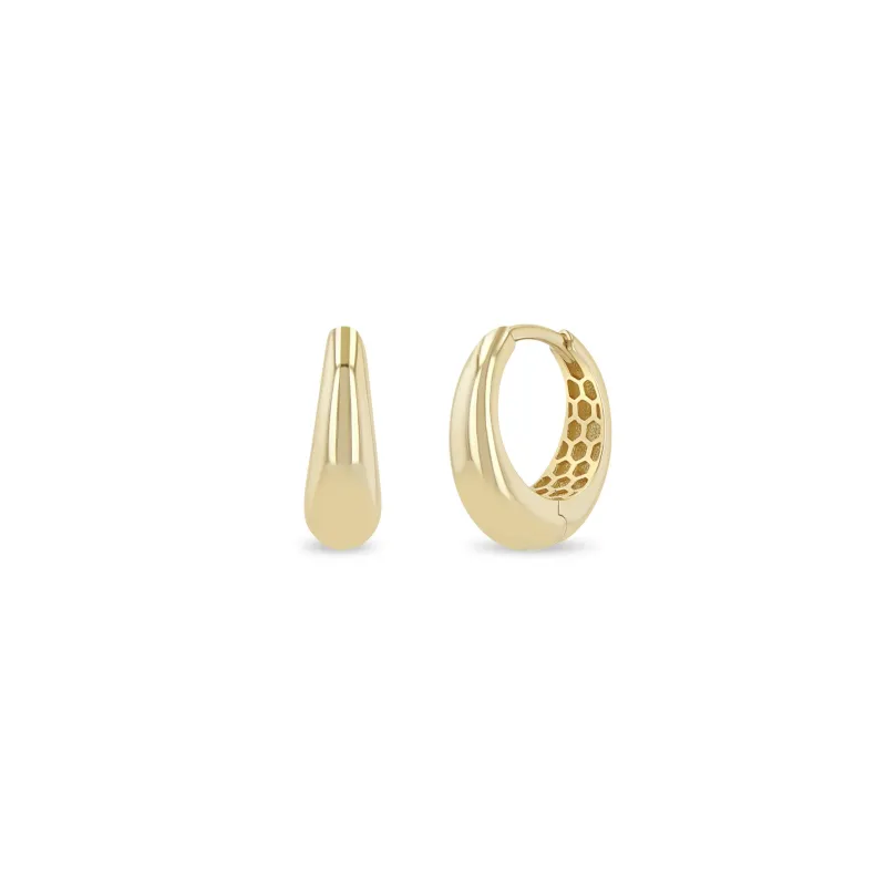 14k Gold Tapered Dome Hinge Hoops sold by Zoe Chicco