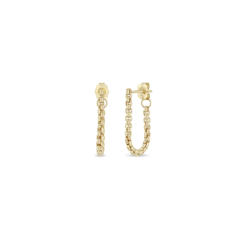 14k Gold Small Box Chain Huggie Earrings sold by Zoe Chicco