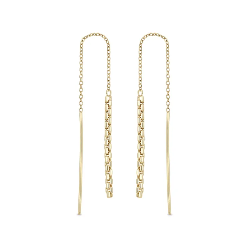 14k Gold Small Box Chain Wire Threader Earrings sold by Zoe Chicco