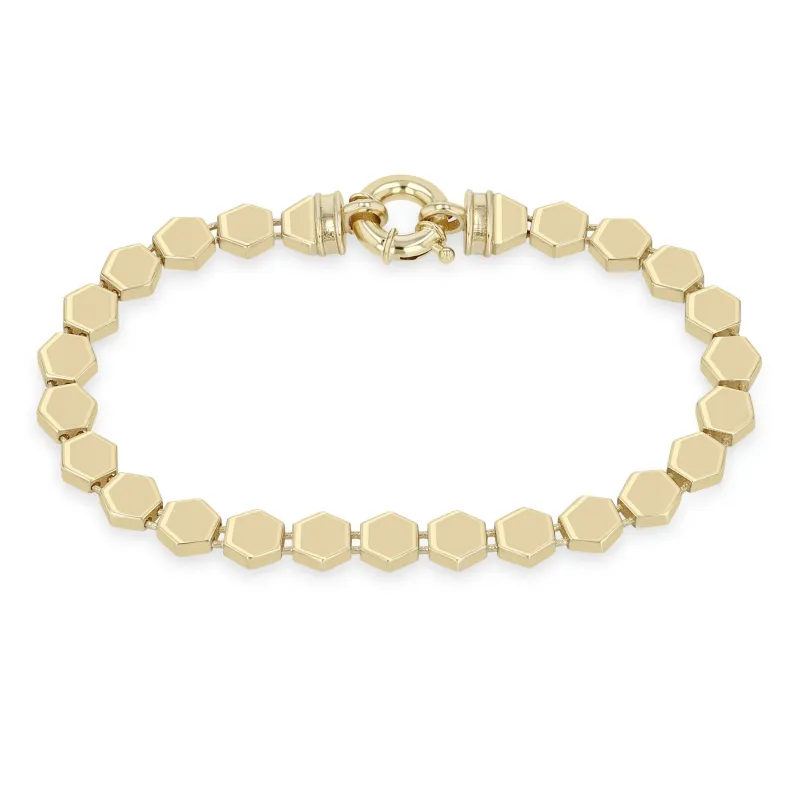 14k Gold Hexagon Linked Bracelet made by Zoe Chicco