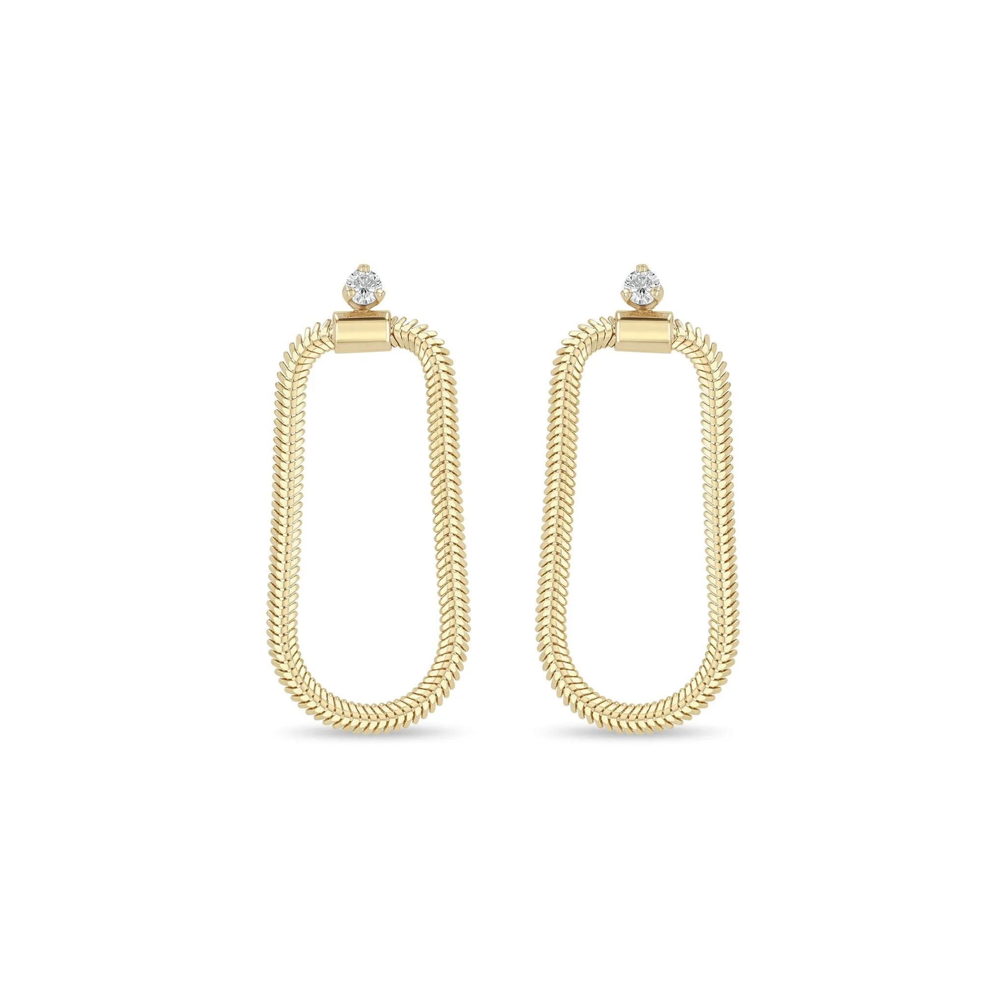 14k Prong Diamond Oval Snake Chain Drop Earrings sold by Zoe Chicco