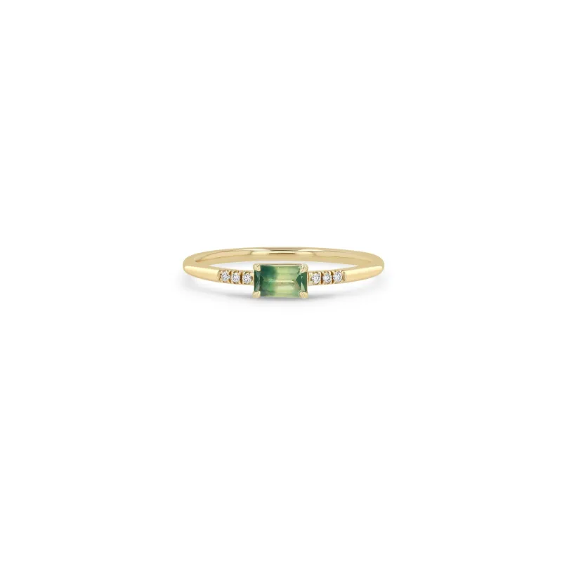 .32 ctw Emerald Cut Ombre Sapphire & Pavé Diamond Ring sold by Zoe Chicco