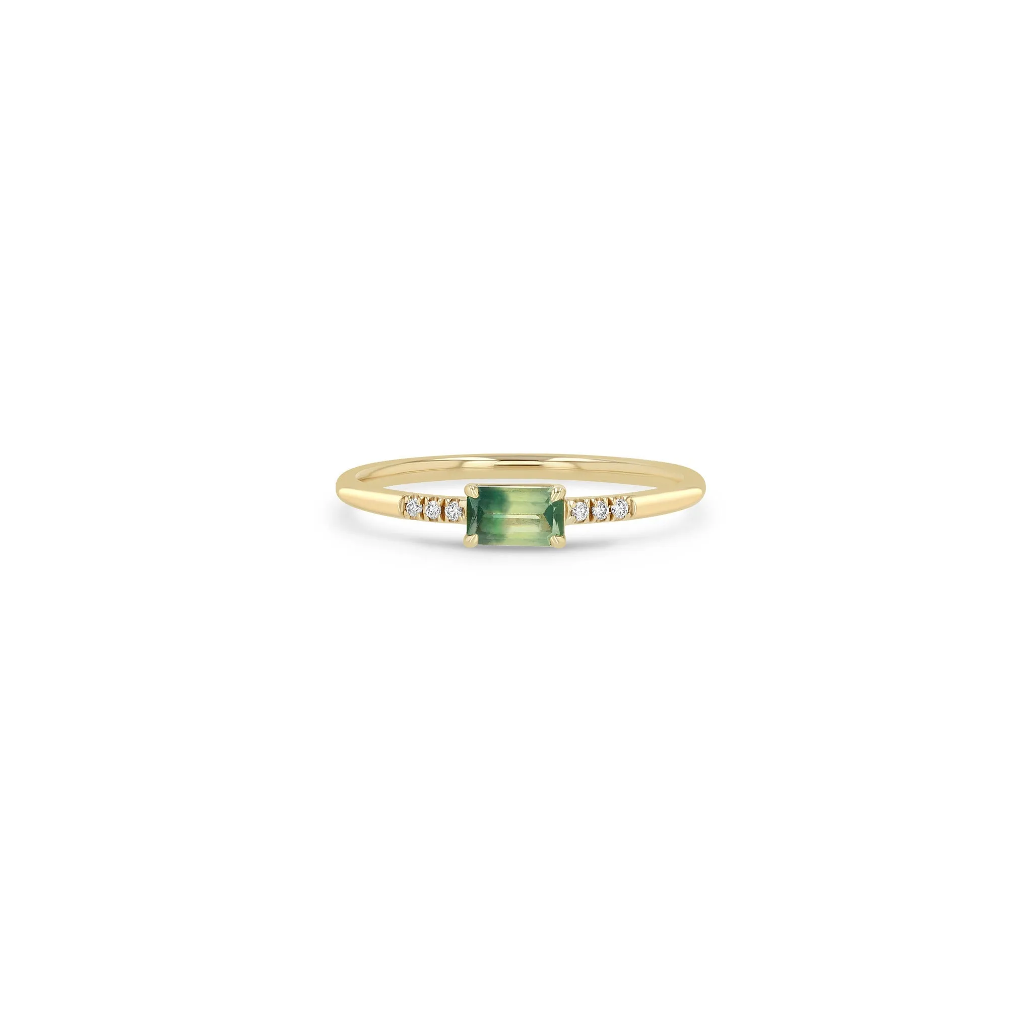 .32 ctw Emerald Cut Ombre Sapphire & Pavé Diamond Ring sold by Zoe Chicco