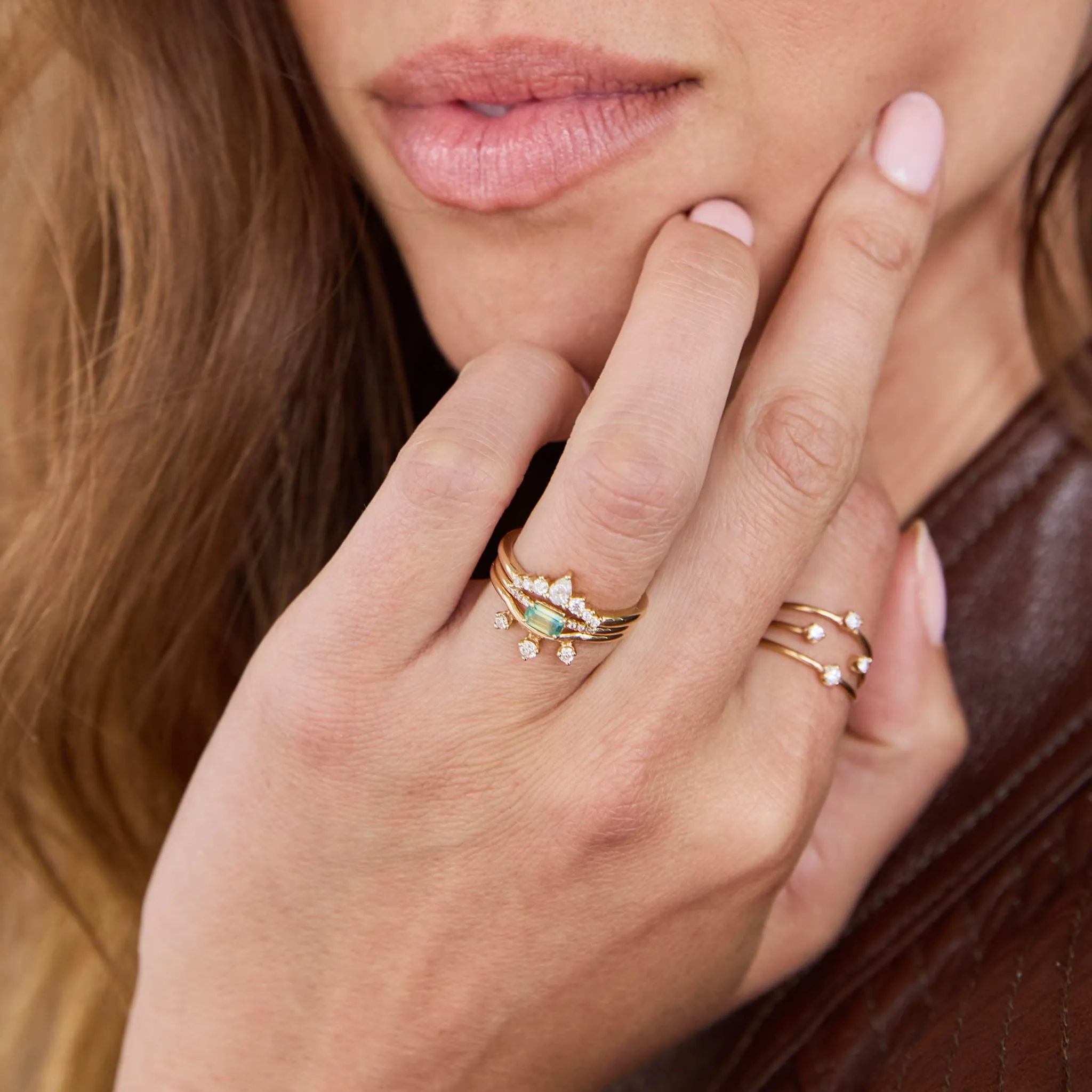 .32 ctw Emerald Cut Ombre Sapphire & Pavé Diamond Ring sold by Zoe Chicco product image thumbnail 2