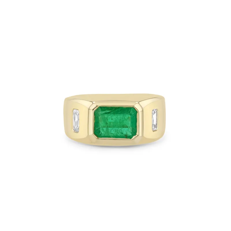 2.72 ctw Emerald & Diamond Signet Ring sold by Zoe Chicco