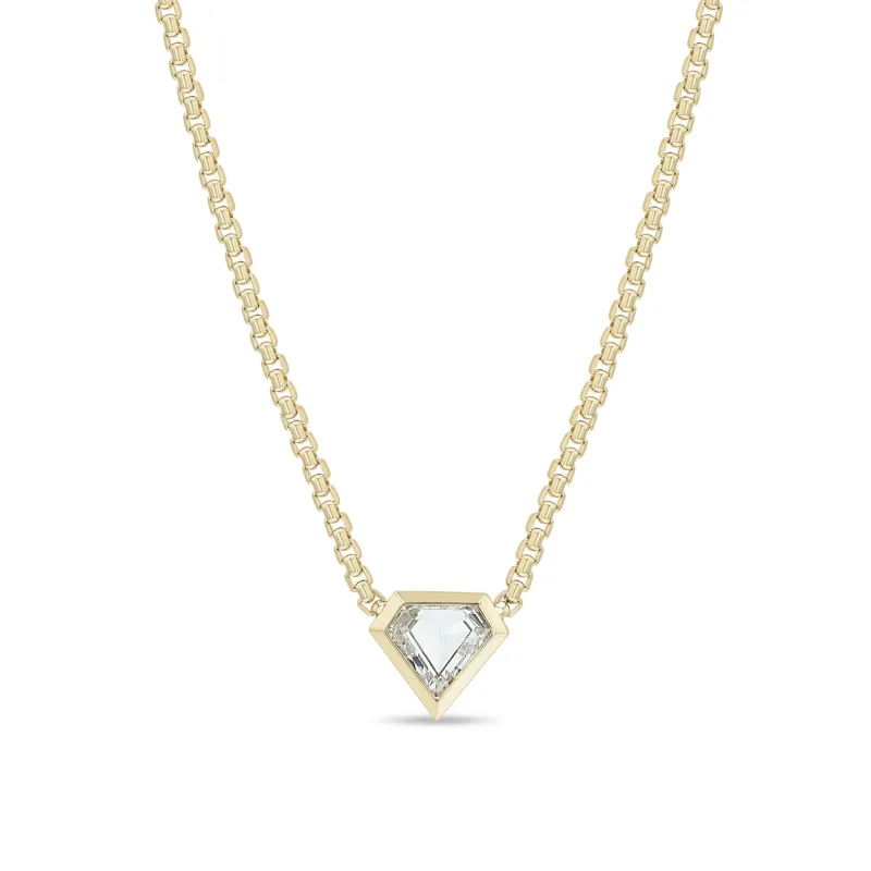3.12 ctw Rose Cut Shield Diamond Bezel Necklace sold by Zoe Chicco