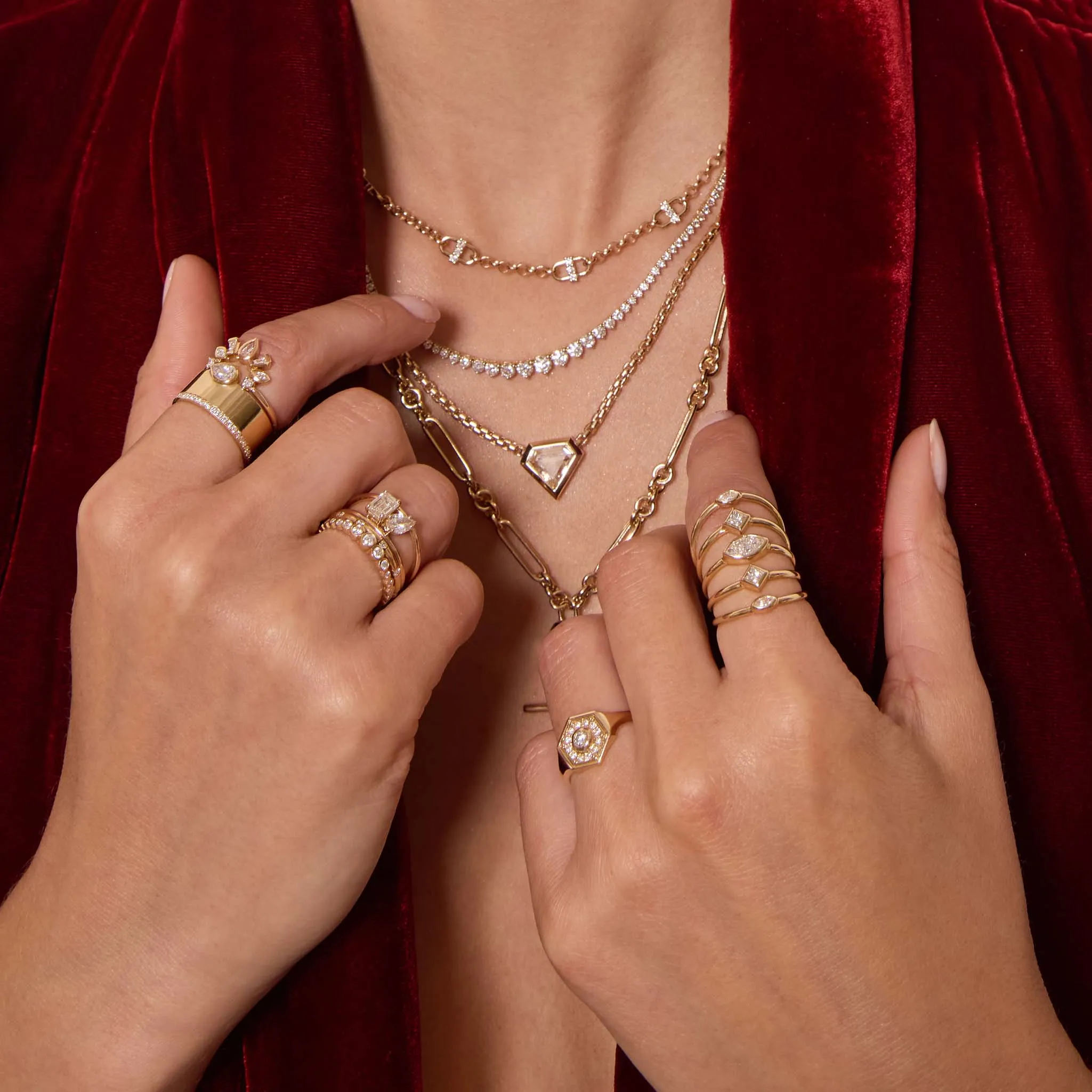 3.12 ctw Rose Cut Shield Diamond Bezel Necklace sold by Zoe Chicco product image thumbnail 2