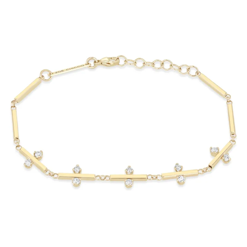 14k Stacked Prong Diamond Linked Bar Bracelet made by Zoe Chicco