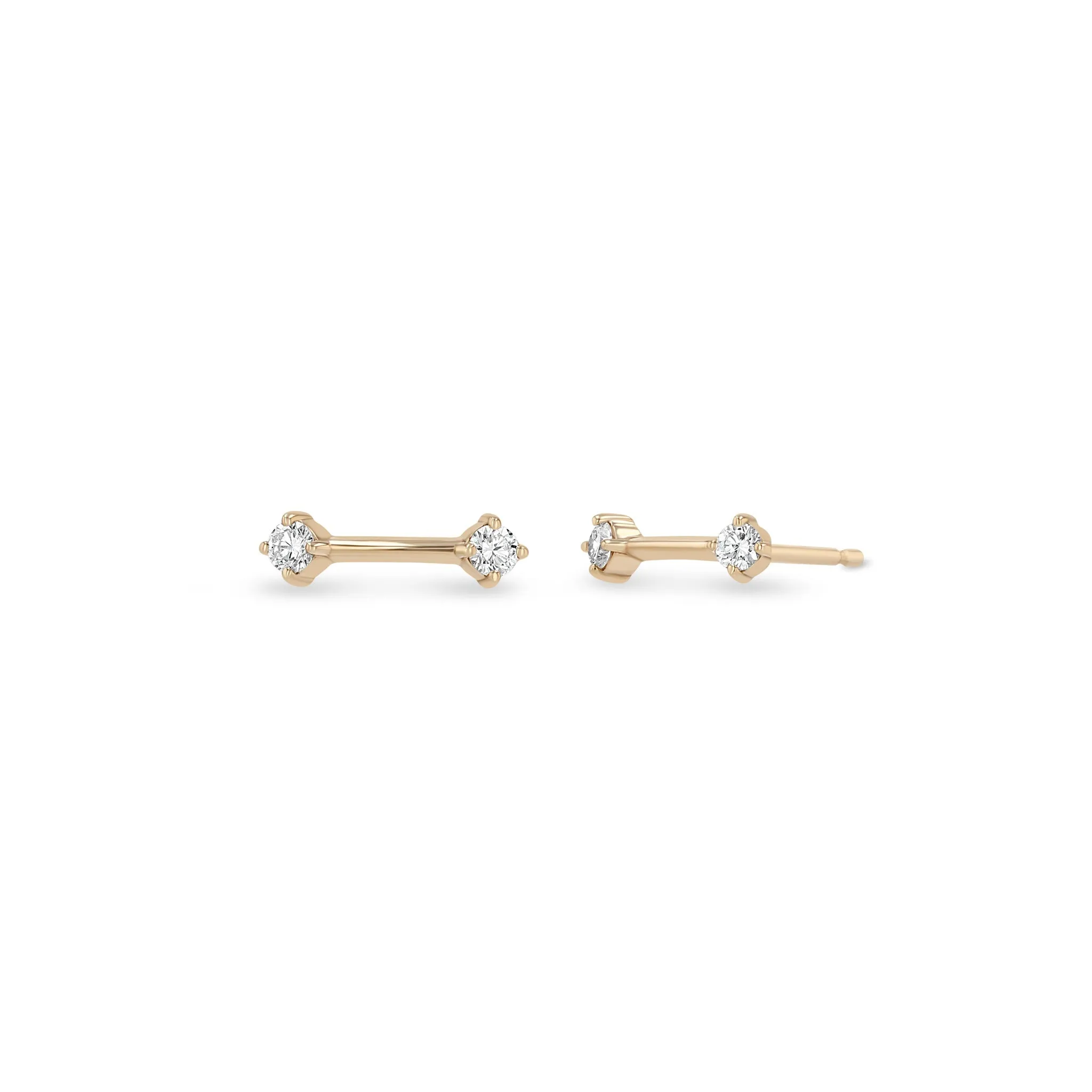 14k Double Prong Diamond Dash Studs sold by Zoe Chicco product image thumbnail 4