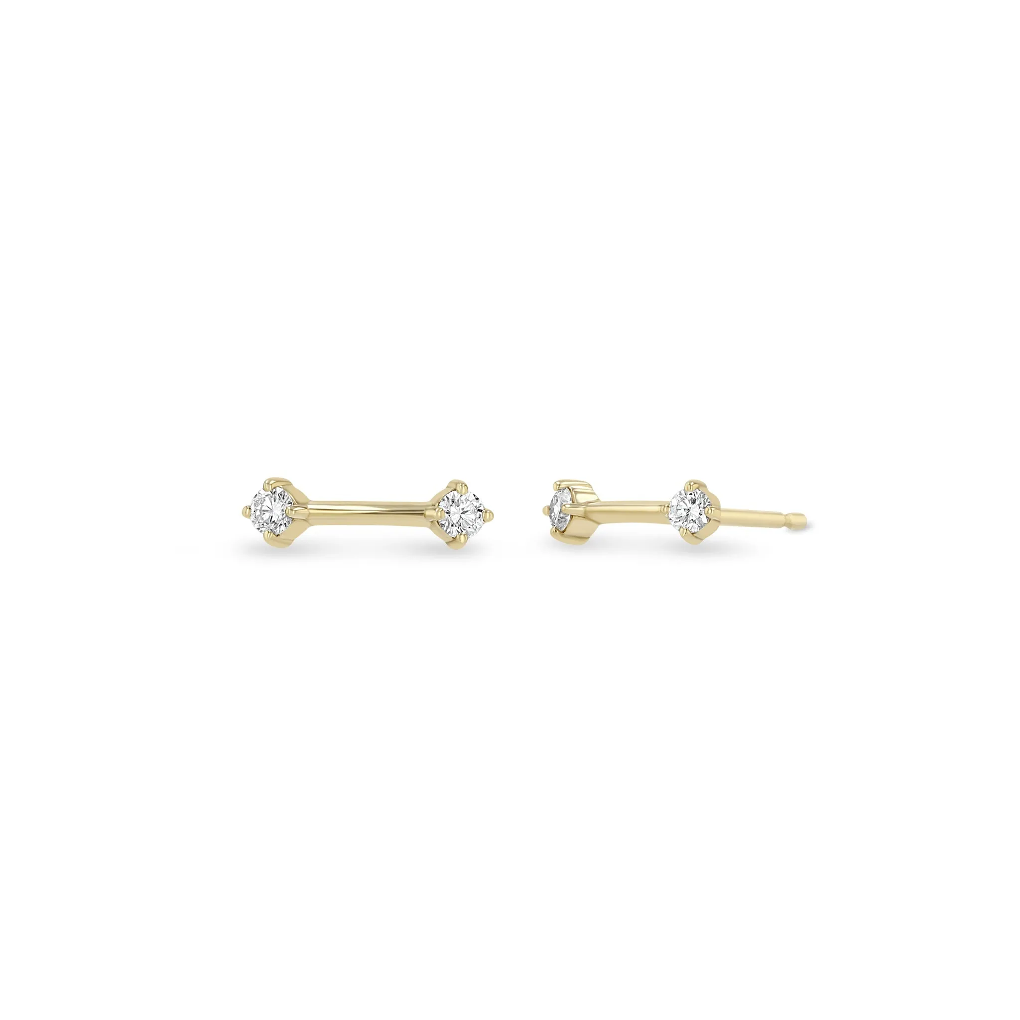 14k Double Prong Diamond Dash Studs sold by Zoe Chicco
