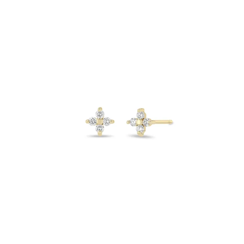 14k Small Prong Diamond Quad Studs sold by Zoe Chicco