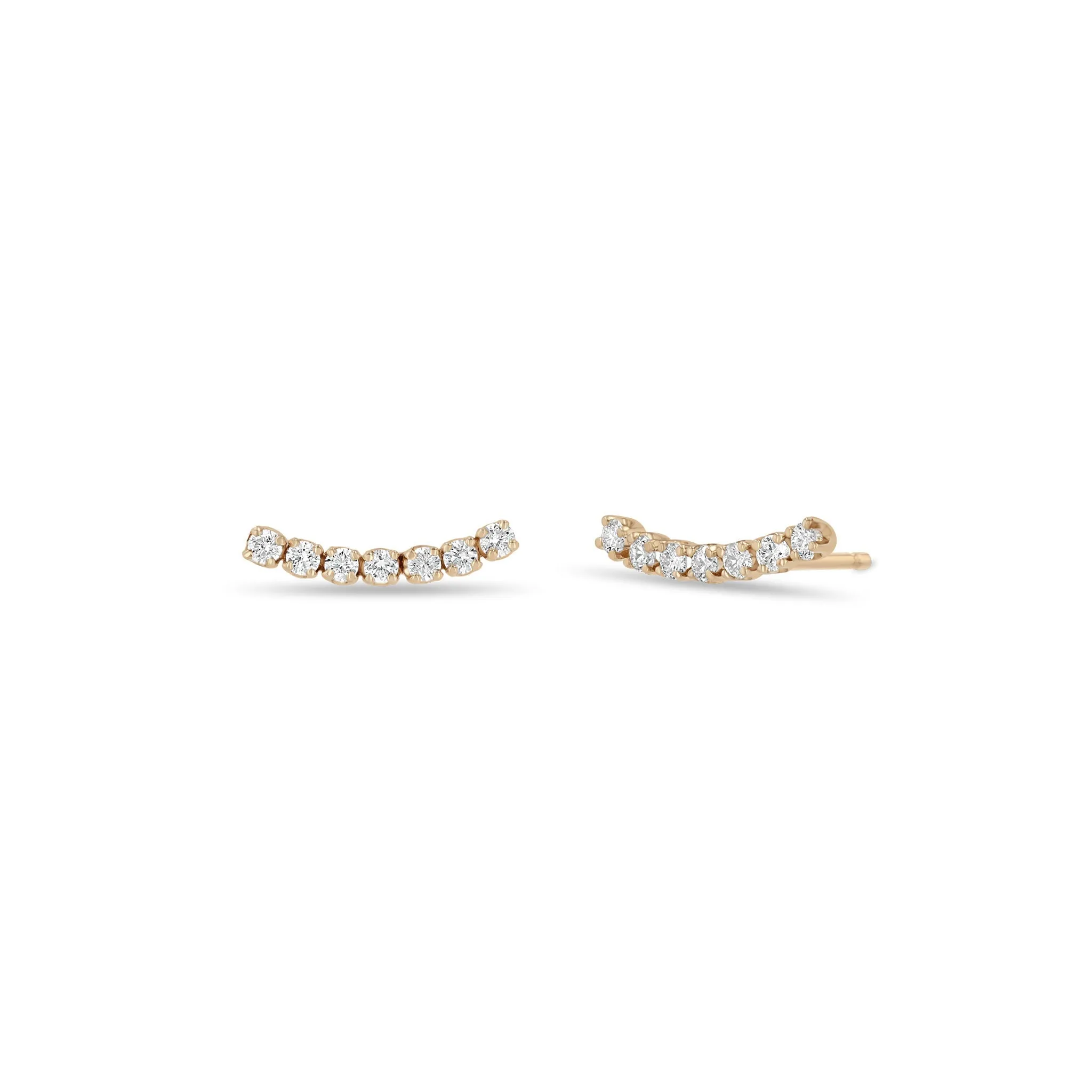 14k 7 Prong Diamond Curve Studs sold by Zoe Chicco product image thumbnail 4