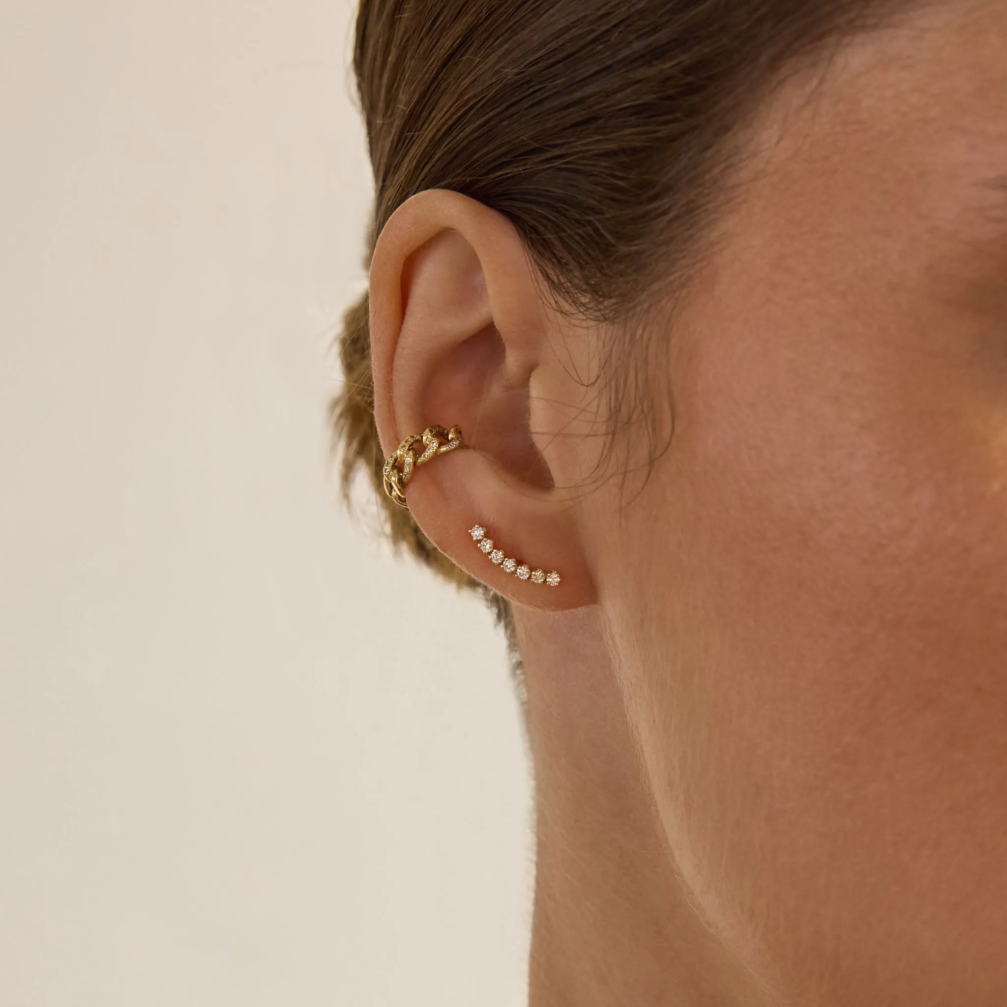 14k 7 Prong Diamond Curve Studs sold by Zoe Chicco product image thumbnail 2