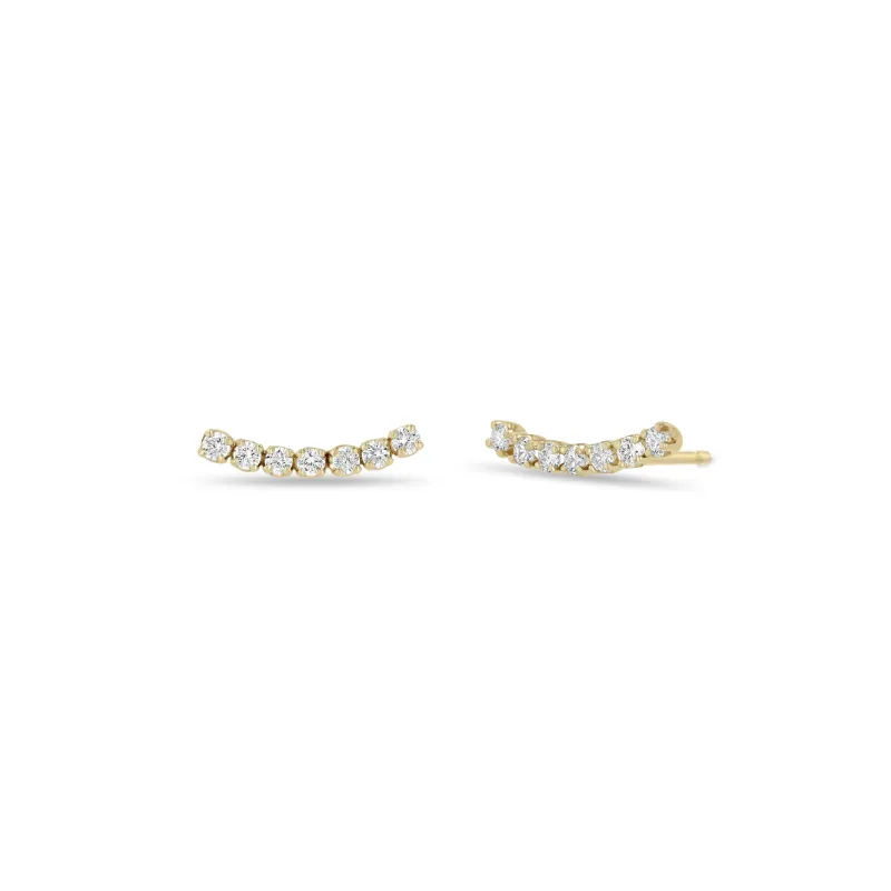 14k 7 Prong Diamond Curve Studs sold by Zoe Chicco