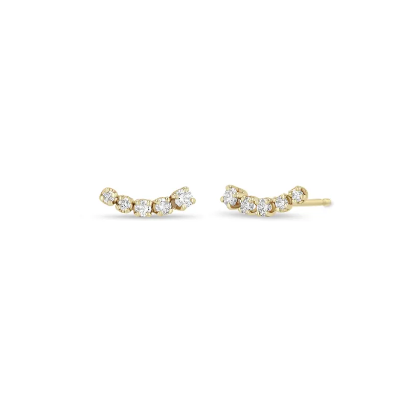 14k 5 Tapered Prong Diamond Curve Studs sold by Zoe Chicco