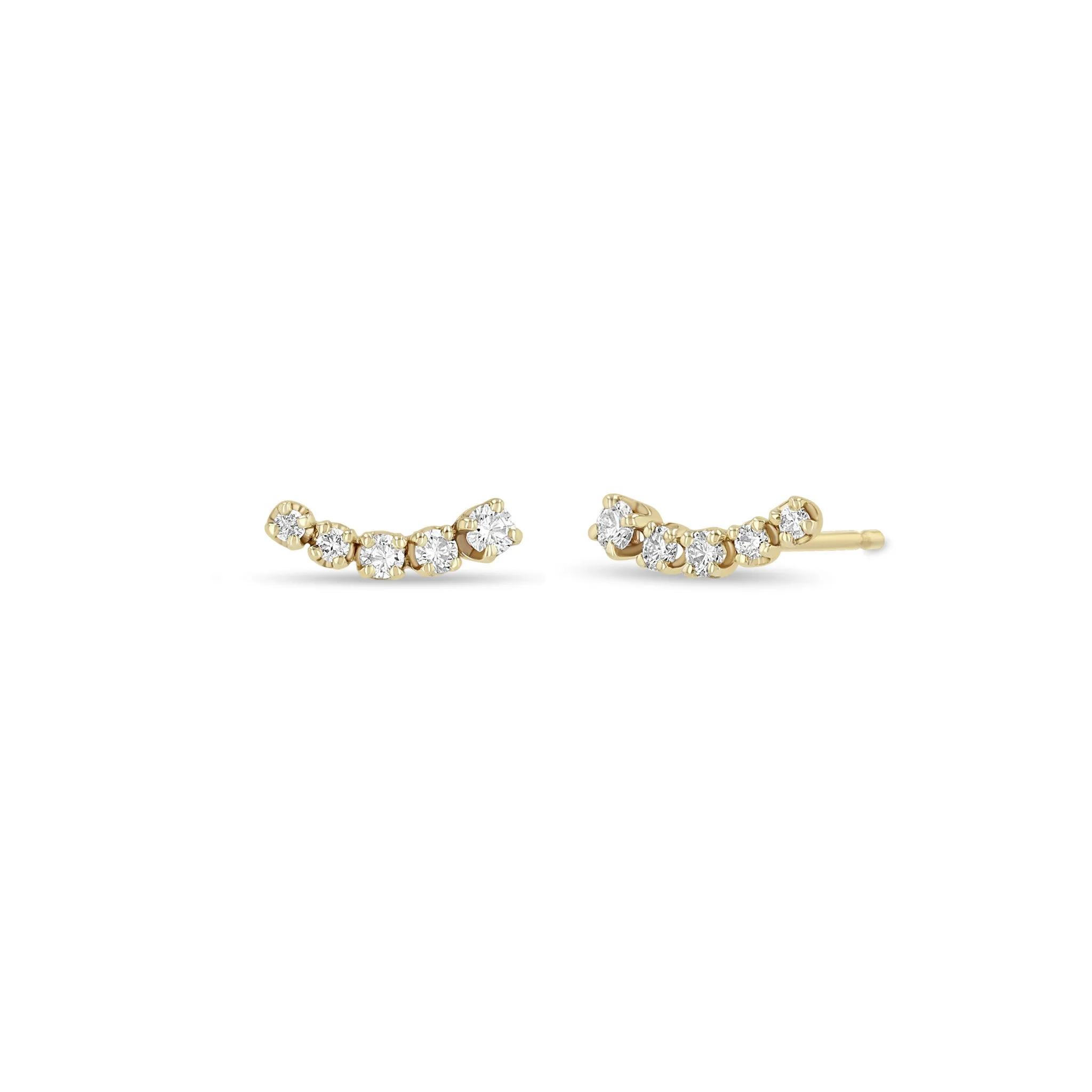 14k 5 Tapered Prong Diamond Curve Studs sold by Zoe Chicco