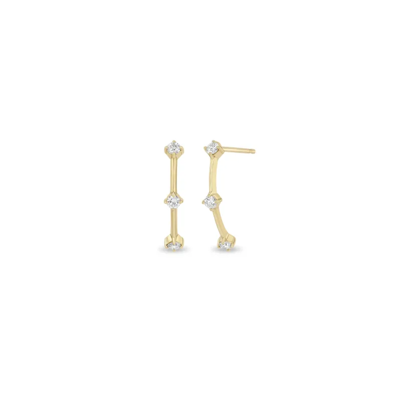 14k Prong Diamond Dash Arc Drop Earrings sold by Zoe Chicco