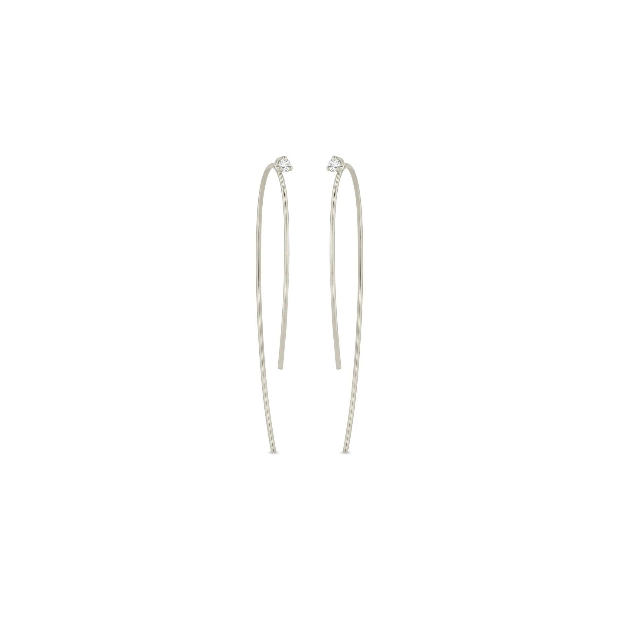 14k Prong Diamond Wire Threader Earrings sold by Zoe Chicco product image thumbnail 4