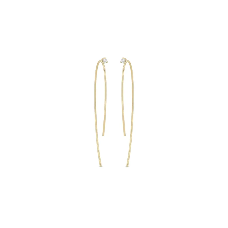14k Prong Diamond Wire Threader Earrings sold by Zoe Chicco