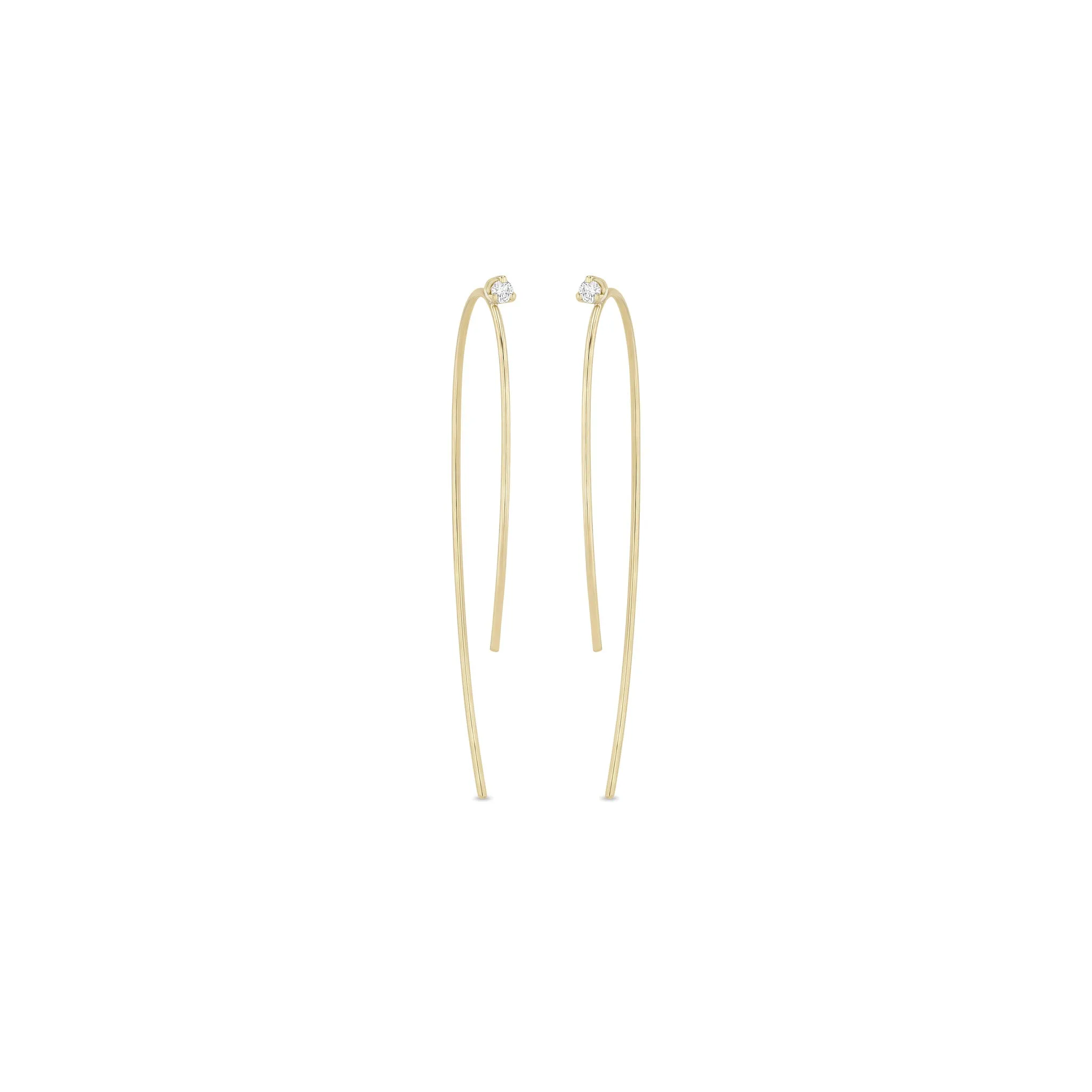14k Prong Diamond Wire Threader Earrings sold by Zoe Chicco