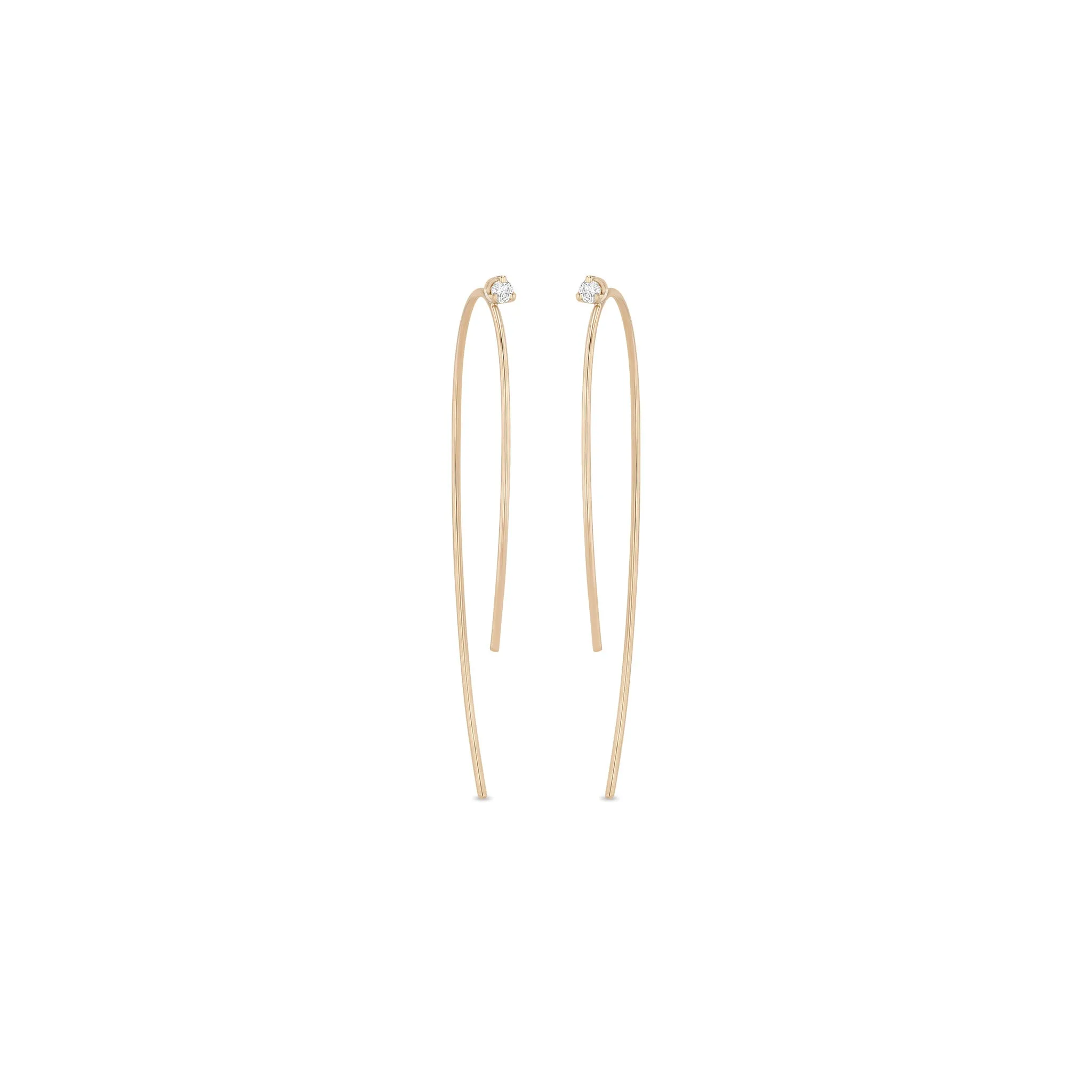 14k Prong Diamond Wire Threader Earrings sold by Zoe Chicco product image thumbnail 3