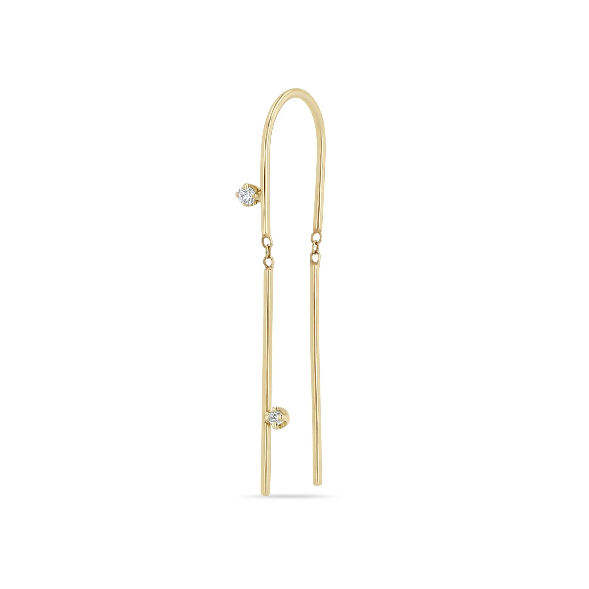 14k 2 Prong Diamond U Wire Threader Earrings sold by Zoe Chicco product image thumbnail 3