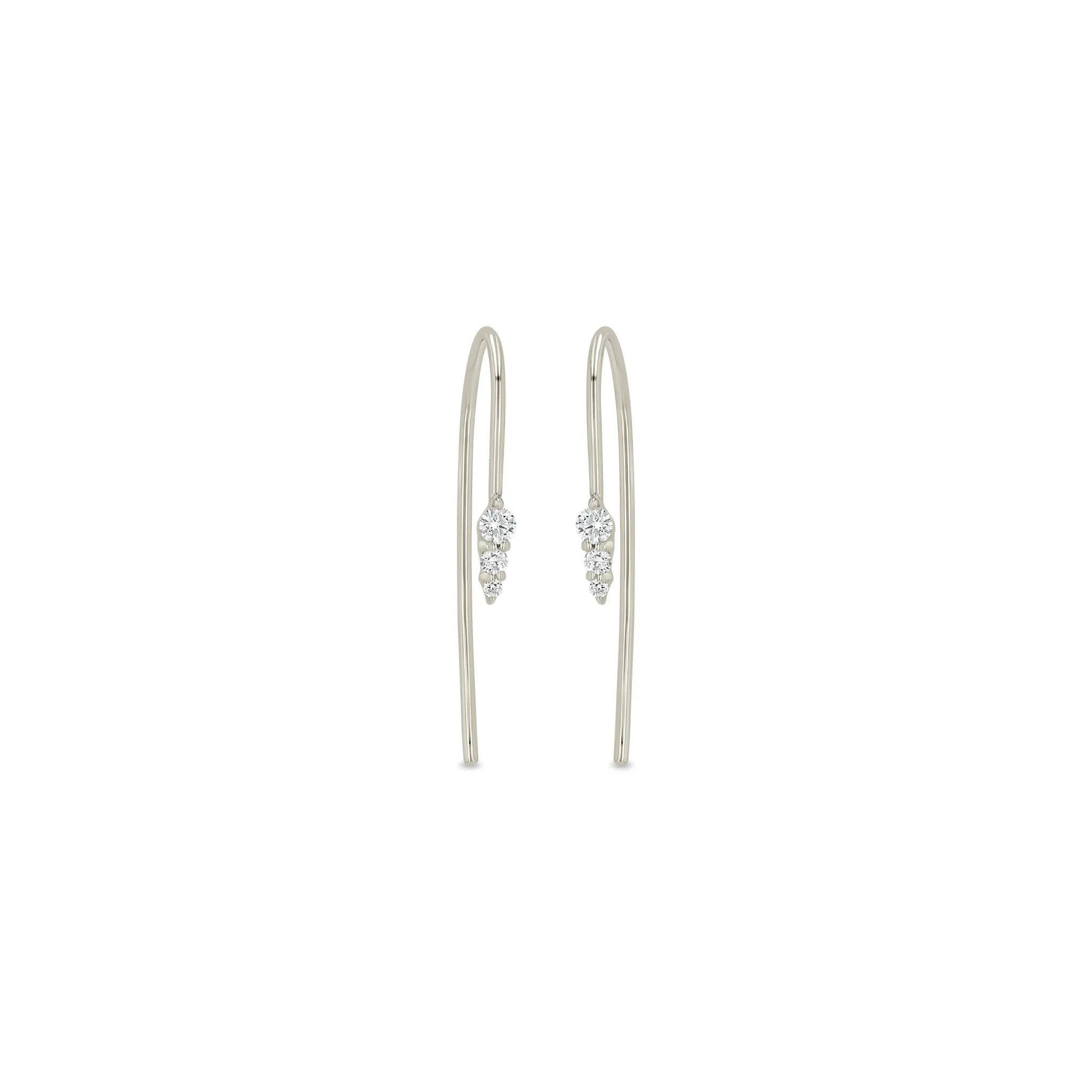 14k Diamond Ice Pick Wire Earrings sold by Zoe Chicco product image thumbnail 4
