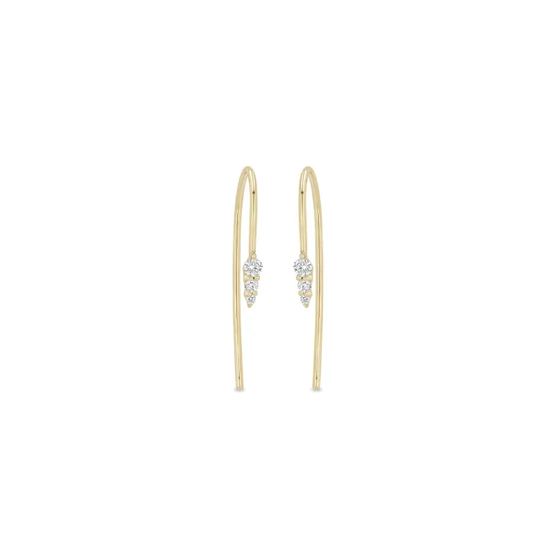14k Diamond Ice Pick Wire Earrings sold by Zoe Chicco
