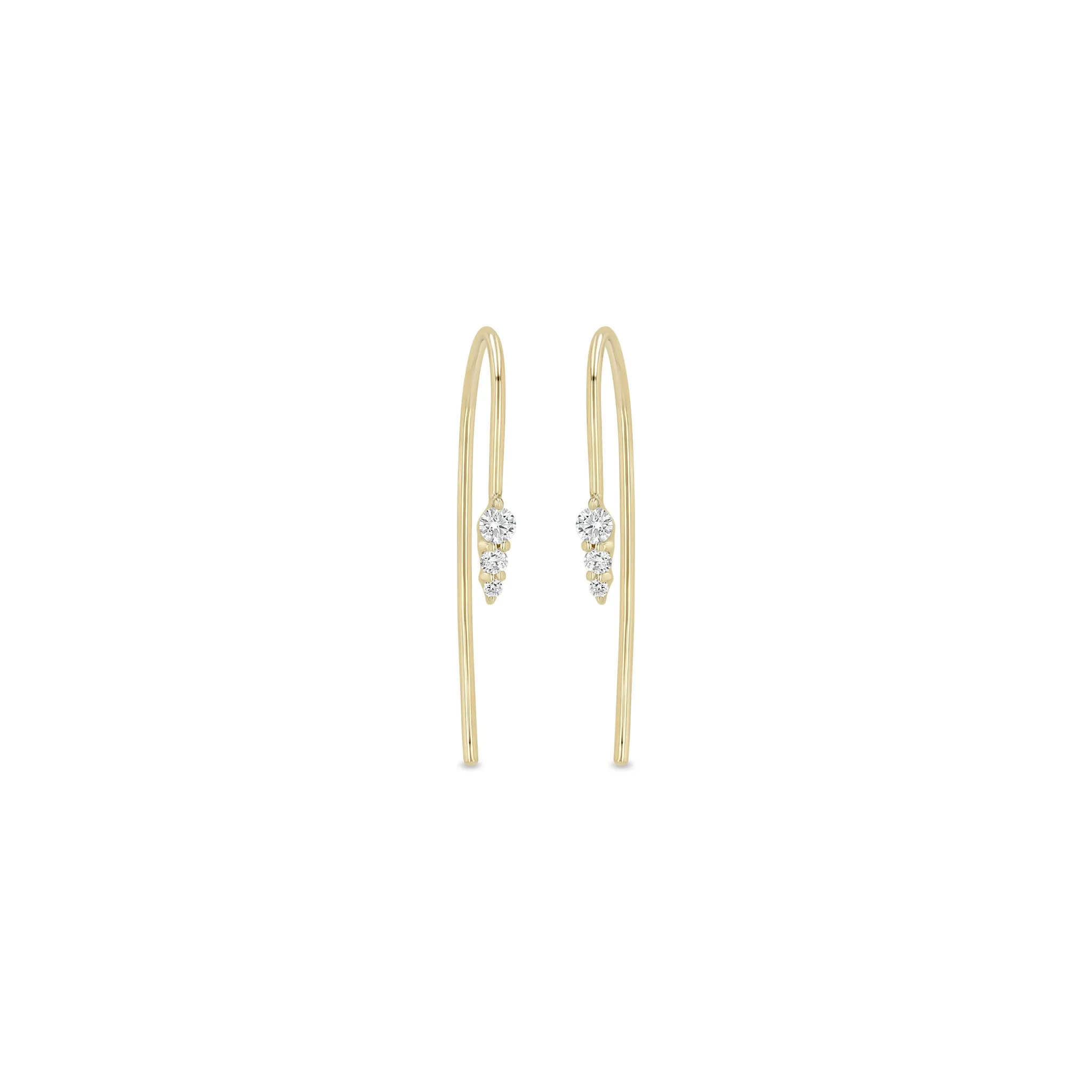 14k Diamond Ice Pick Wire Earrings sold by Zoe Chicco