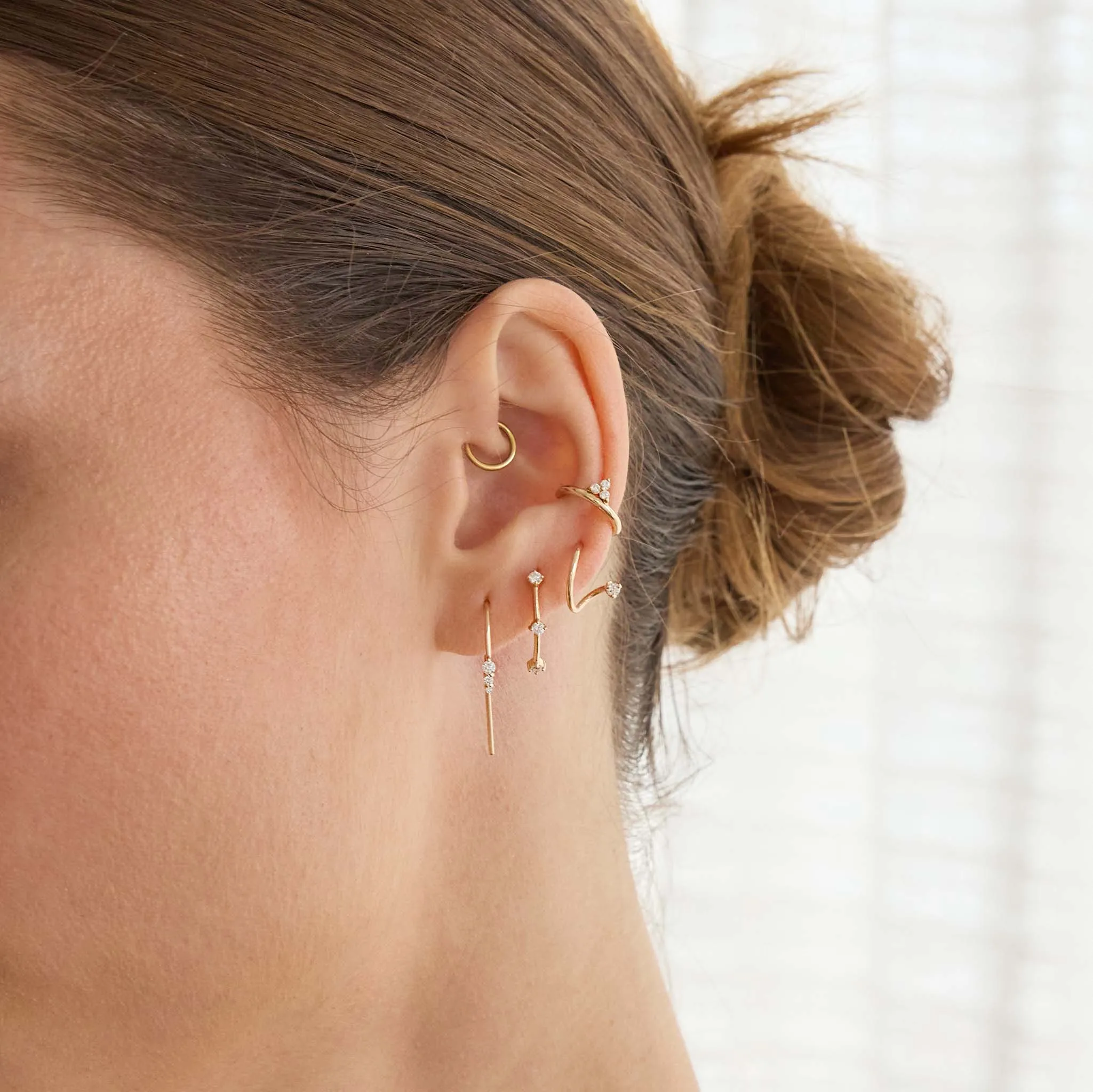 14k Diamond Ice Pick Wire Earrings sold by Zoe Chicco product image thumbnail 2