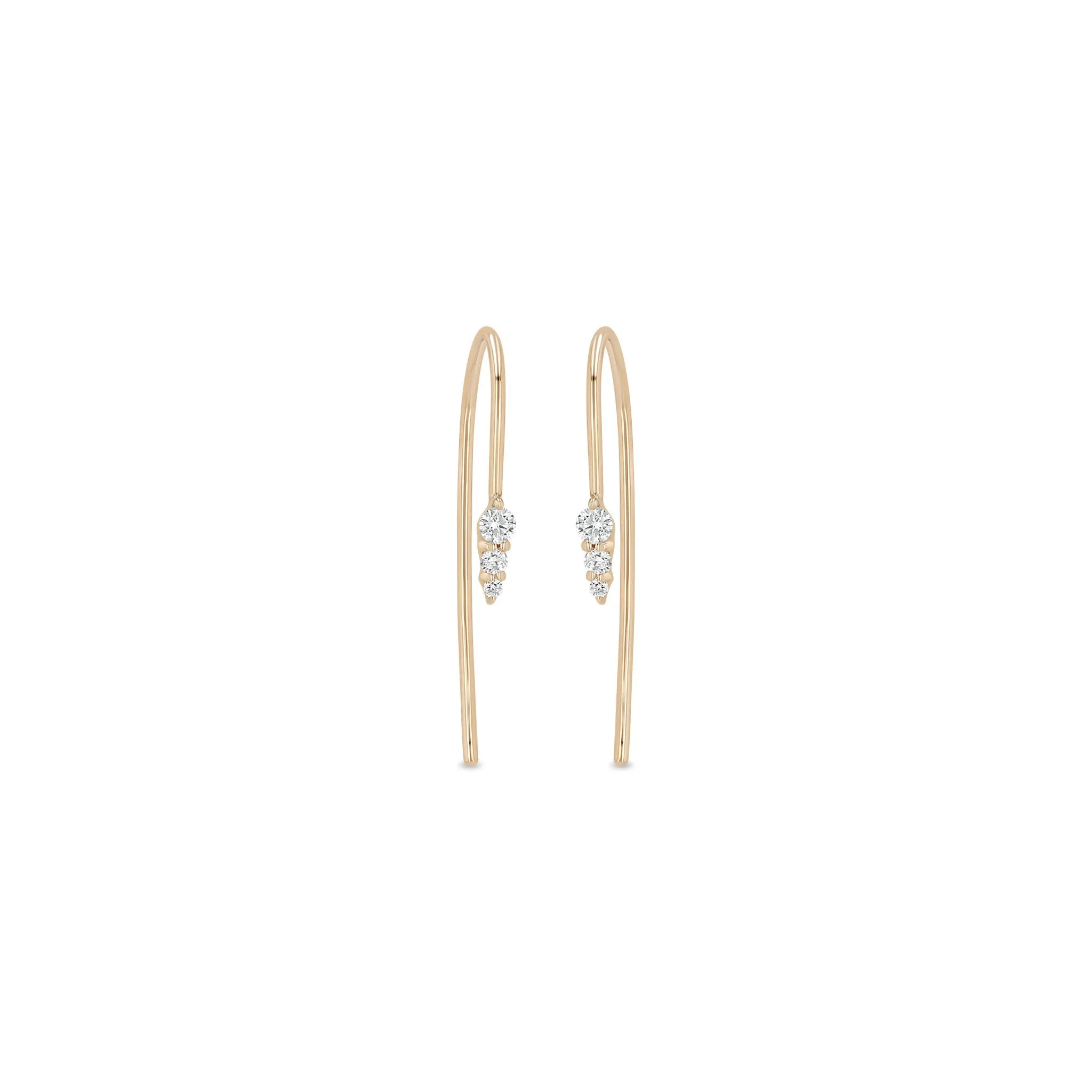 14k Diamond Ice Pick Wire Earrings sold by Zoe Chicco product image thumbnail 3