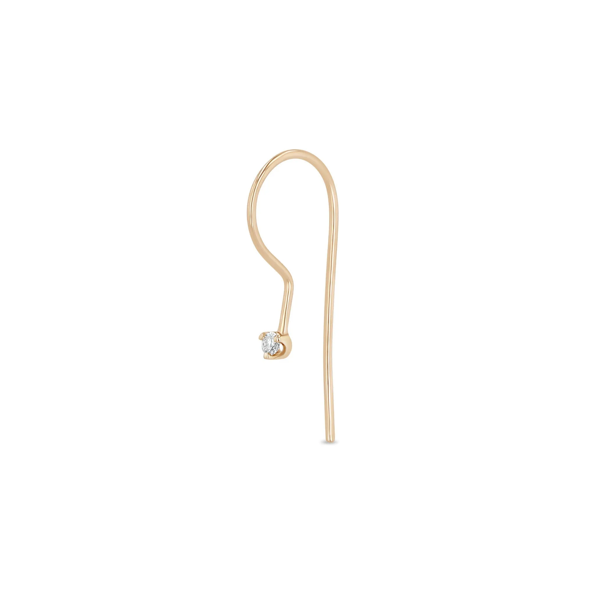 14k Prong Diamond Wire Hook Earrings sold by Zoe Chicco product image thumbnail 5
