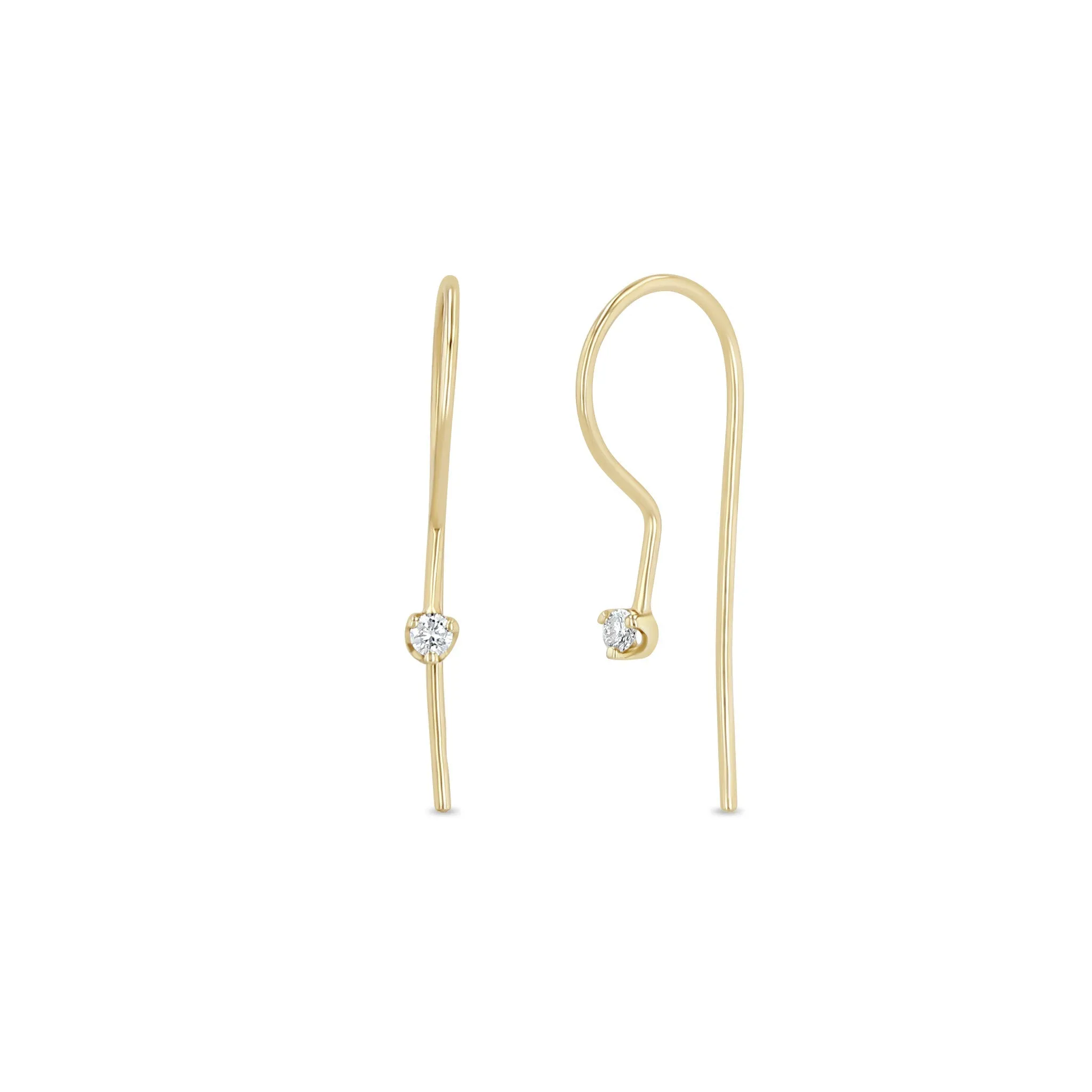 14k Prong Diamond Wire Hook Earrings sold by Zoe Chicco