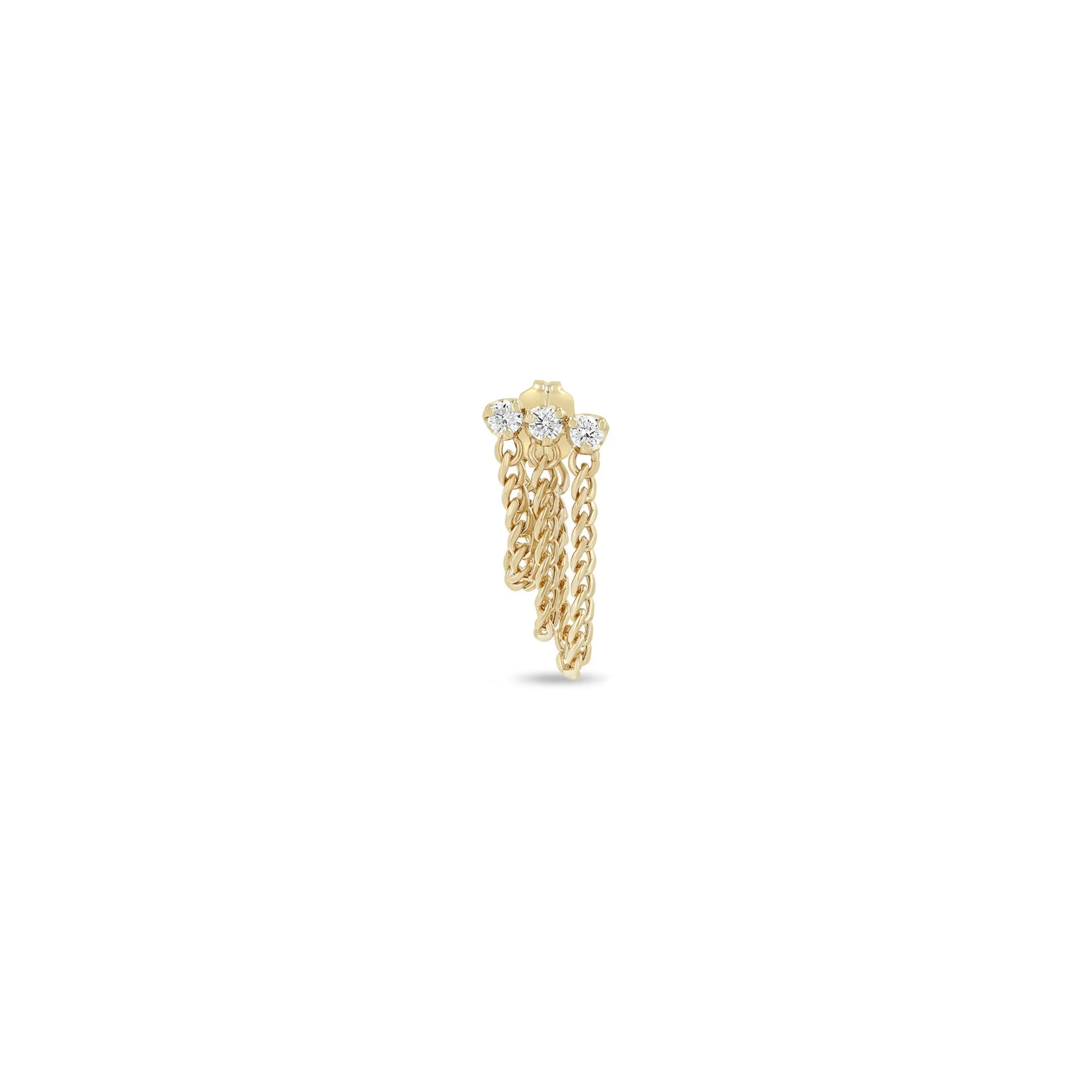 14k Prong Diamond & Curb Chain Huggie Waterfall Earrings sold by Zoe Chicco product image thumbnail 3