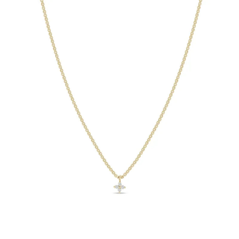 14k Small Prong Diamond Quad Extra Small Box Chain Necklace sold by Zoe Chicco