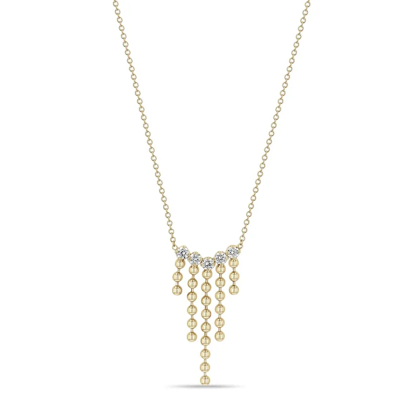 14k Prong Diamond & Bead Chain Waterfall Necklace sold by Zoe Chicco