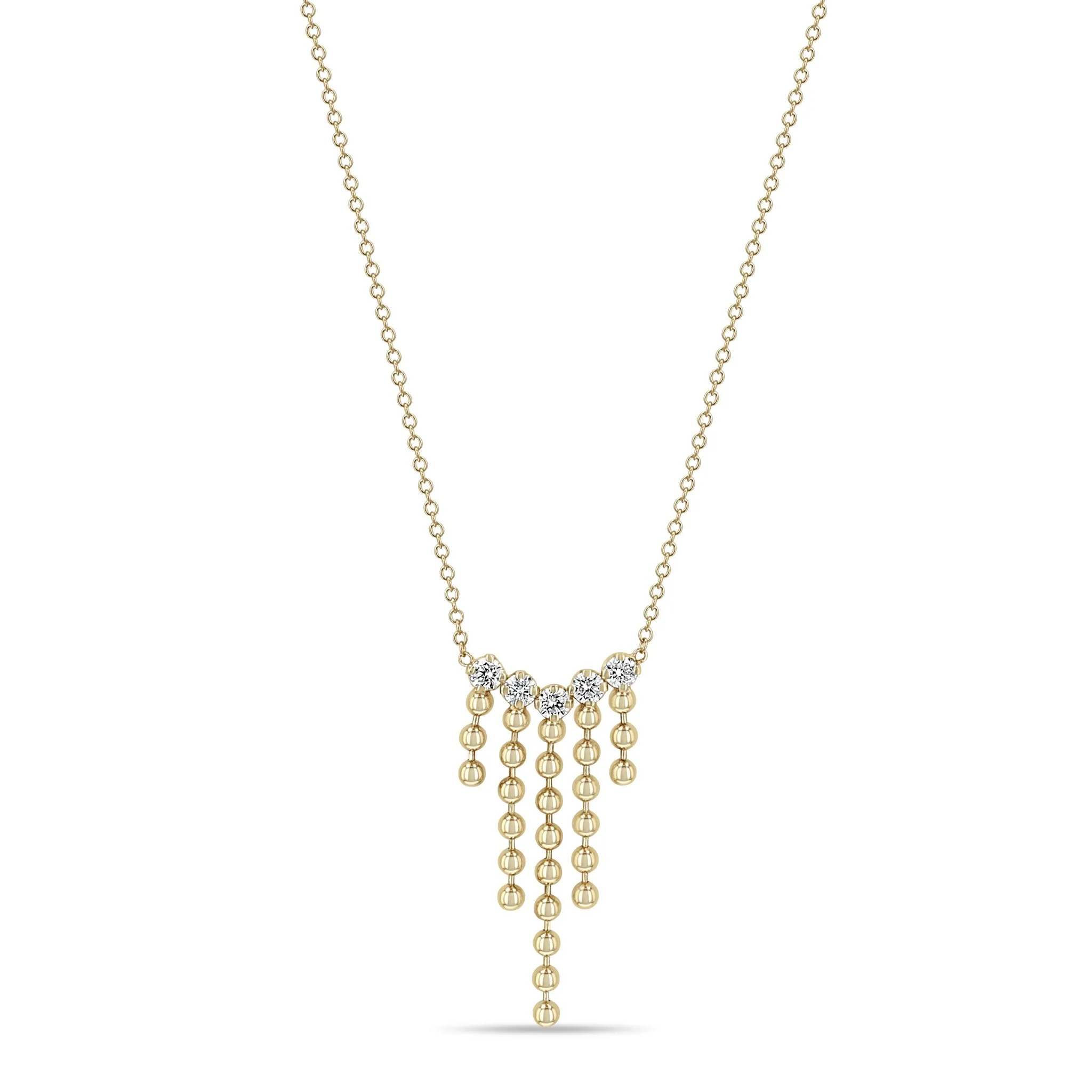 14k Prong Diamond & Bead Chain Waterfall Necklace sold by Zoe Chicco