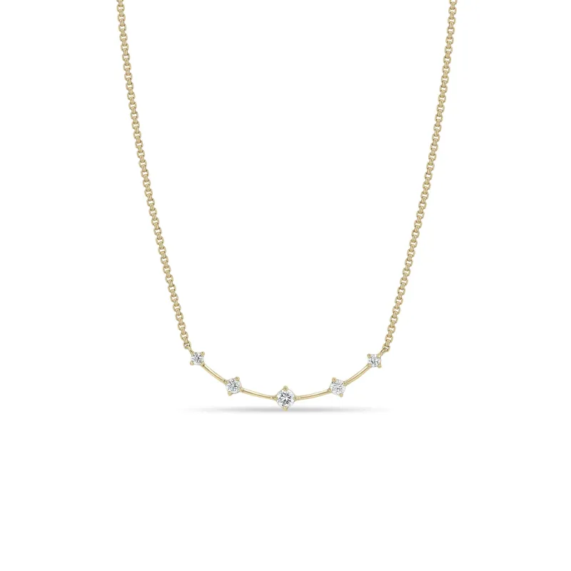 14k Graduated Prong Diamond Dash Curve Extra Small Box Chain Necklace sold by Zoe Chicco