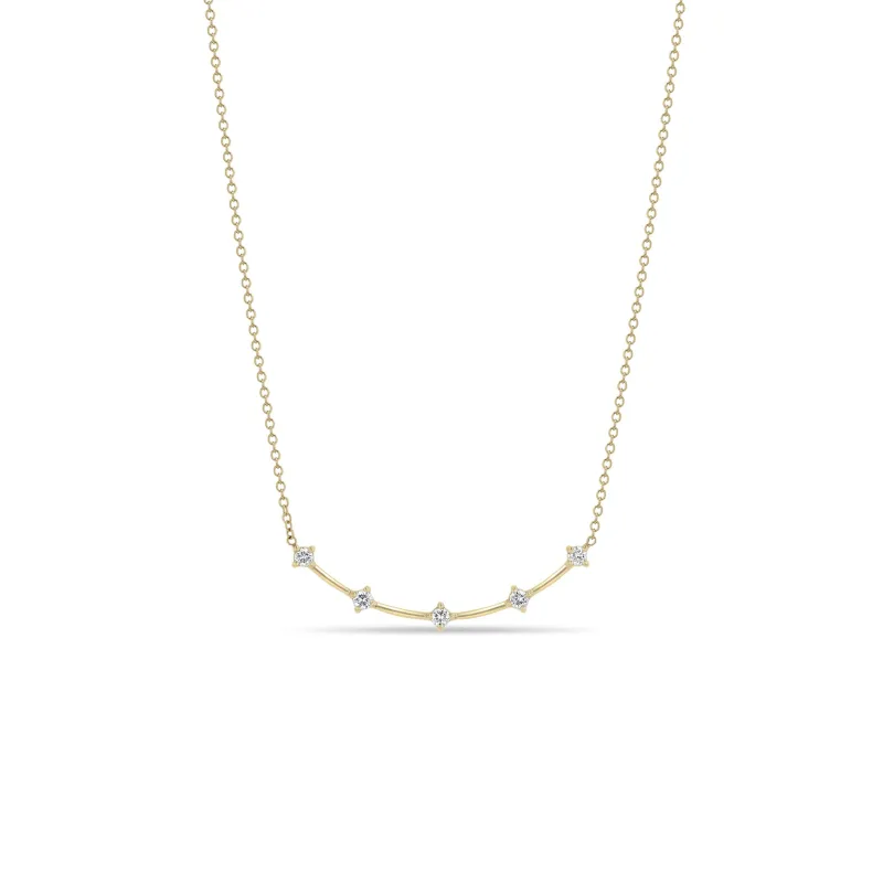 14k Prong Diamond Dash Curve Necklace sold by Zoe Chicco