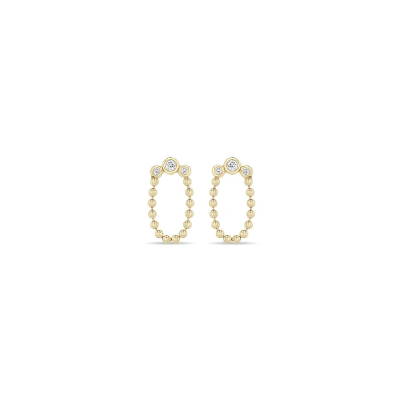 14k Graduated Diamond Bezel & Bead Chain Loop Drop Earrings sold by Zoe Chicco