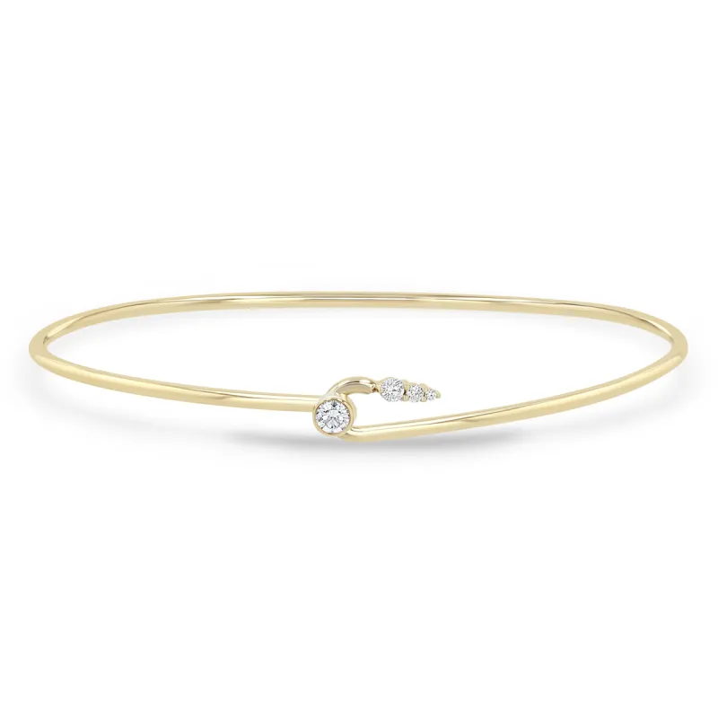 14k Diamond Bezel with Graduated Diamond Hook Cuff Bangle sold by Zoe Chicco
