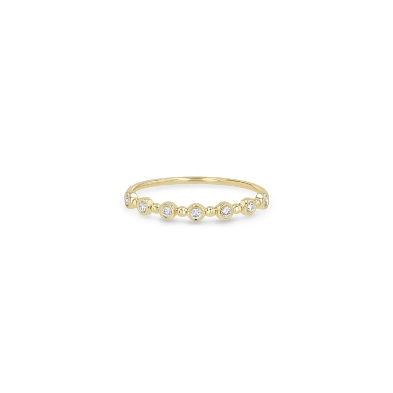 14k Alternating Diamond Bezel & Bead Ring sold by Zoe Chicco