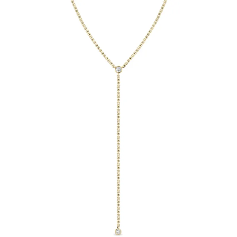 14k Floating Diamond Small Box Chain Lariat Necklace sold by Zoe Chicco