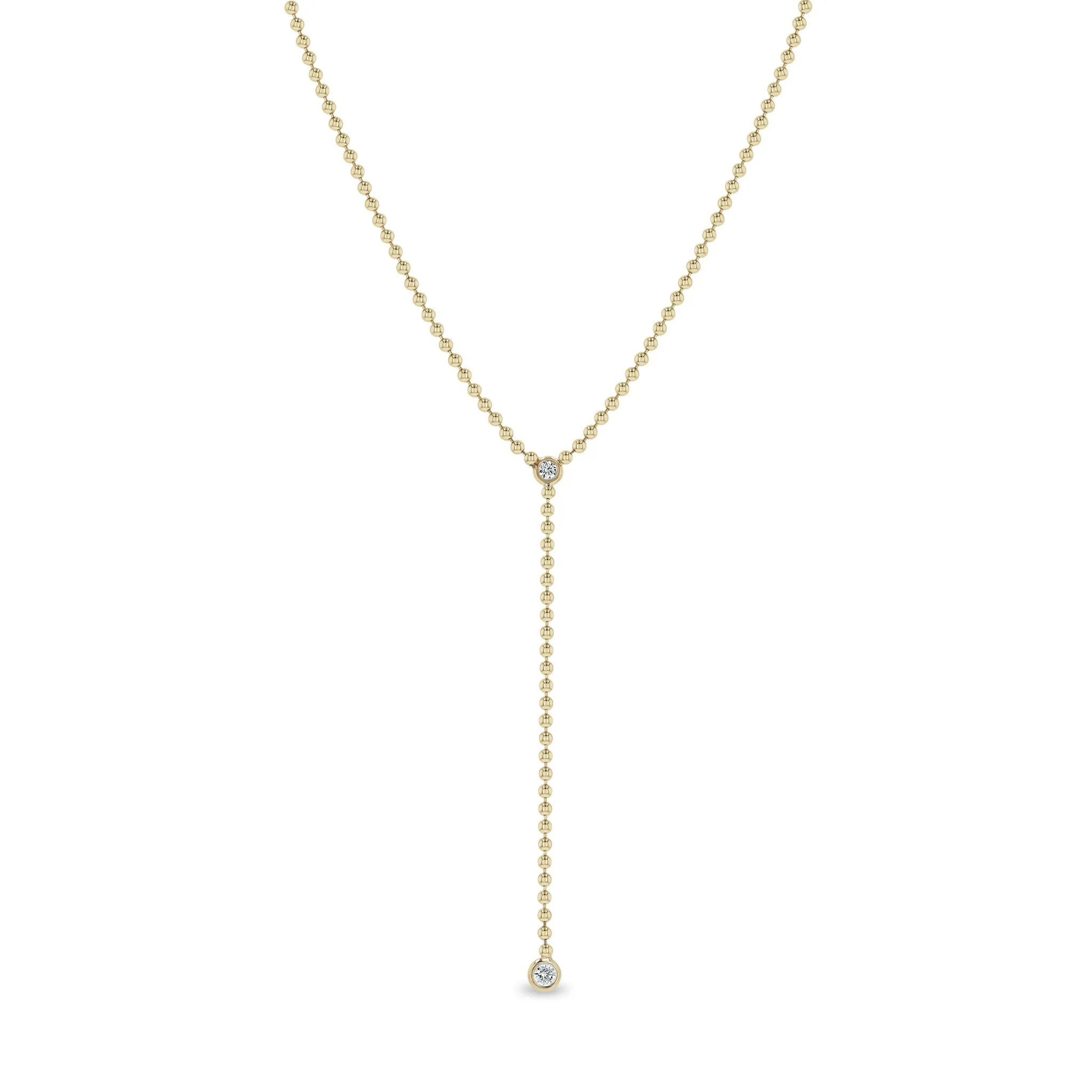14k Floating Diamond Bead Chain Lariat Necklace sold by Zoe Chicco