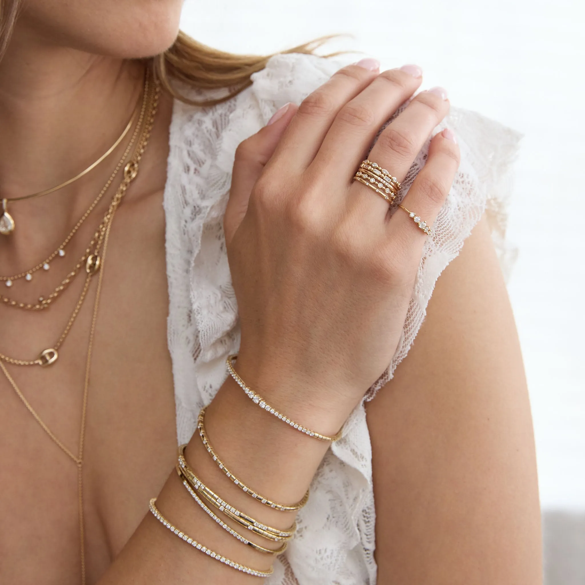 14k Alternating Diamond Bezel & Bead Eternity Ring sold by Zoe Chicco product image thumbnail 2