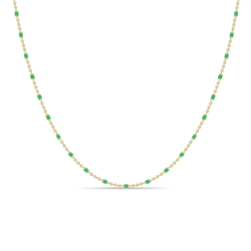 14k Gold & Green Enamel Tube Bar Chain Necklace sold by Zoe Chicco